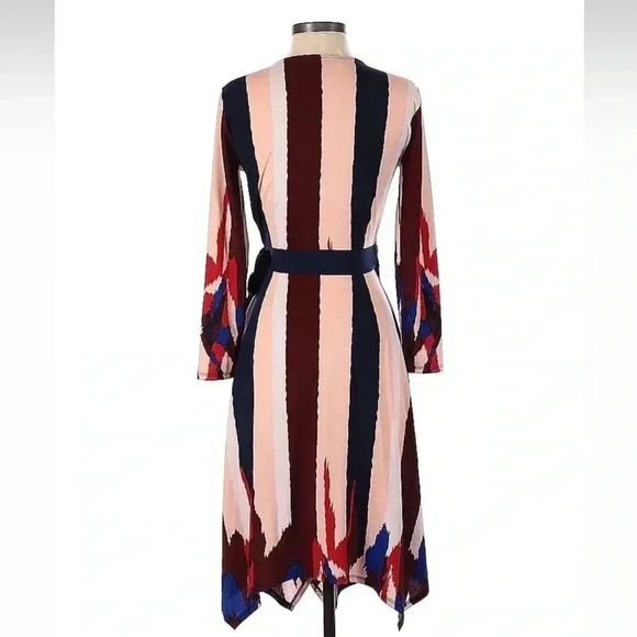 BCBGMAXAZRIA Isabella Striped Asymmetrical Wrap Midi Party Dress Size XXS - Picture 4 of 8